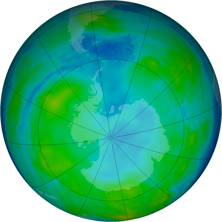 Antarctic ozone map for 11 June 2004